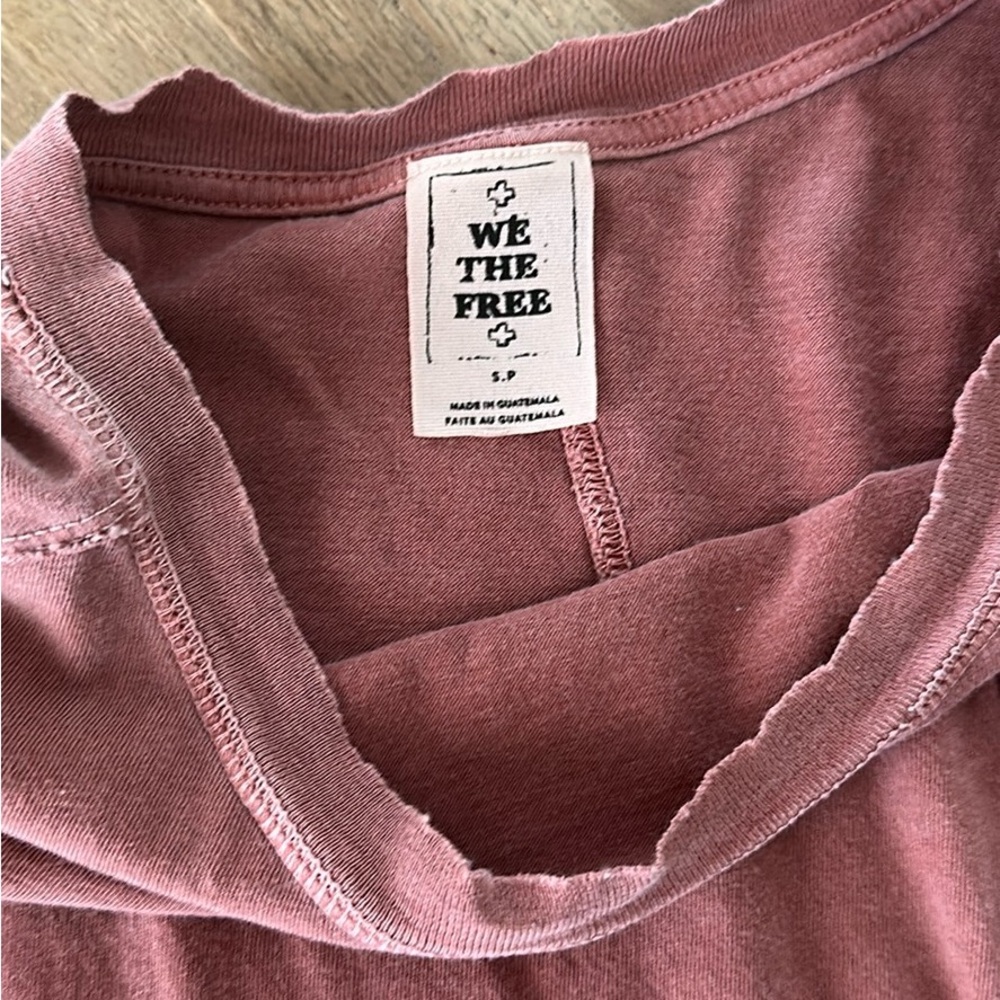 We The Free Dusty Rose Raw Edge Crew Tee